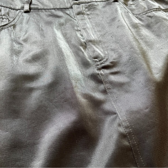 Gunmetal Iridescent Sheen High Waist Mini Skirt Large - Picture 3 of 4